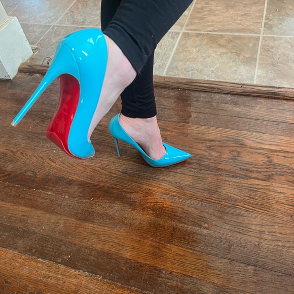 Christian Louboutin So Kate 120mm Sky Blue Patent Pumps - Picture 5 of 11
